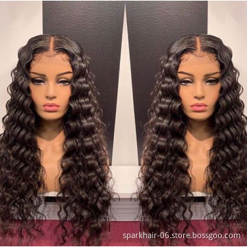Drop shipping 32 Inch Malaysian Deep Wave Human Hair 4X4 Lace Front Lacefront Wigs In Dubai